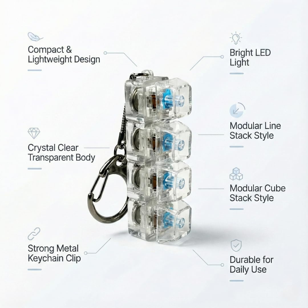 Mechanical Keyboard Switch Keychain – Transparent Blue (4-Switch Design)