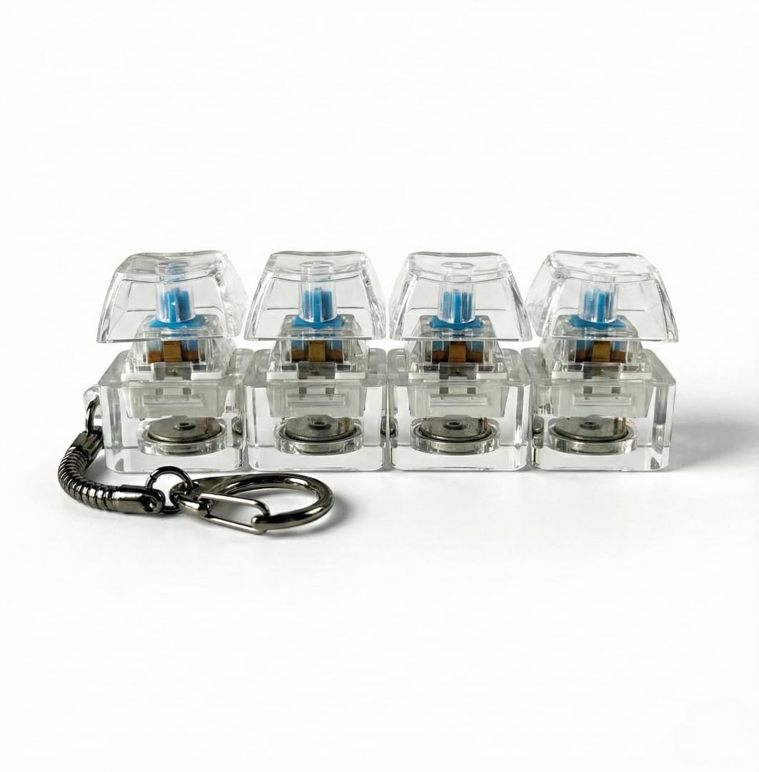Mechanical Keyboard Switch Keychain – Transparent Blue (4-Switch Design)