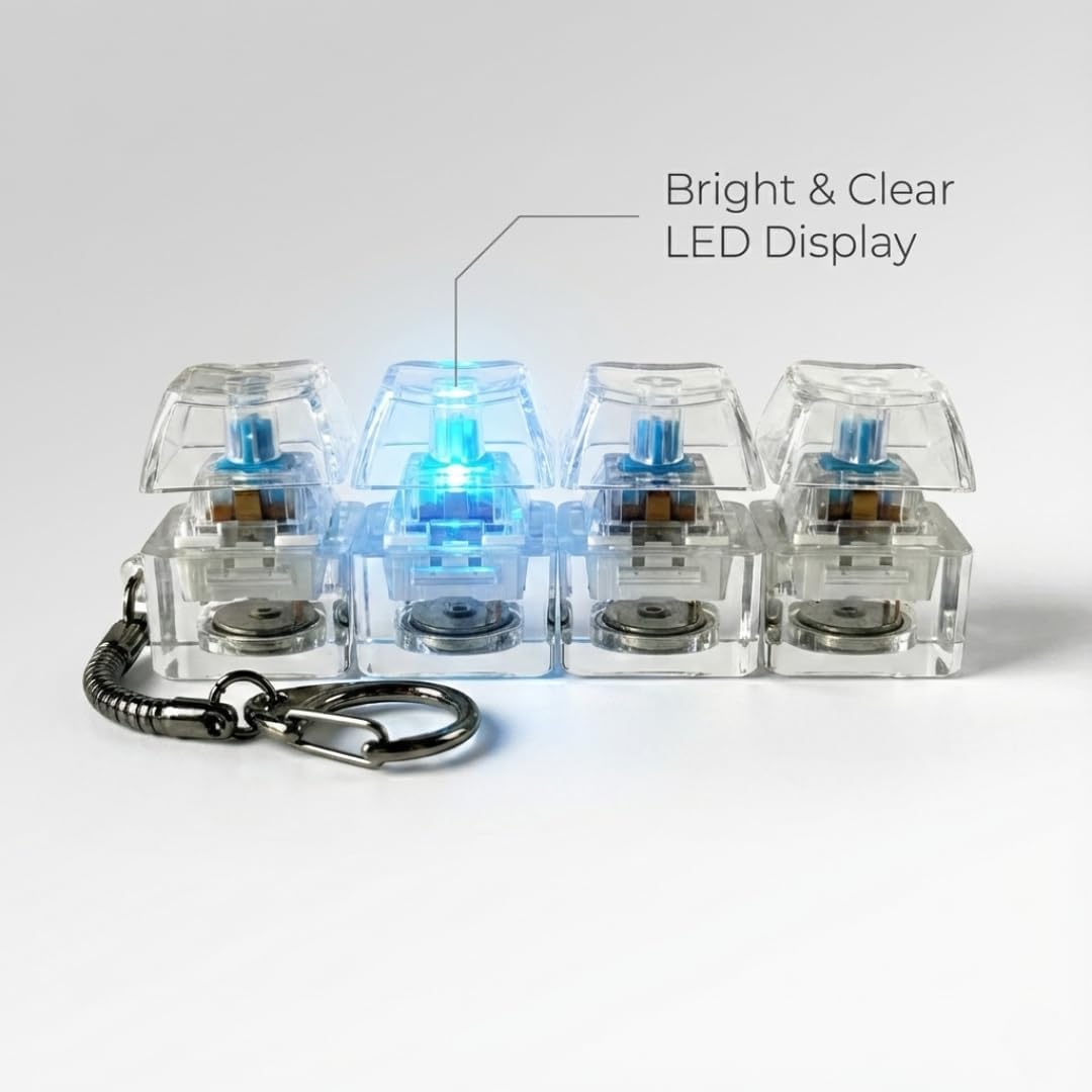 Mechanical Keyboard Switch Keychain – Transparent Blue (4-Switch Design)