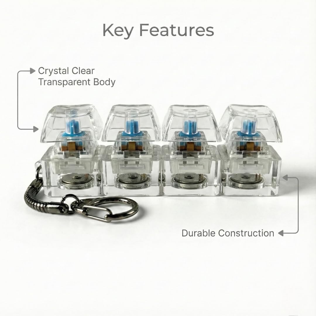 Mechanical Keyboard Switch Keychain – Transparent Blue (4-Switch Design)